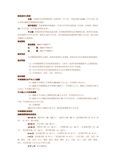 咸阳城市总体规划2006-2020年