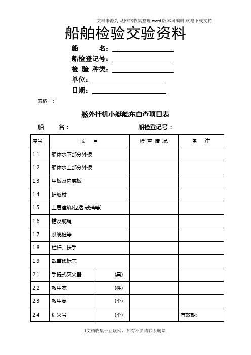 船舶检验交验资料