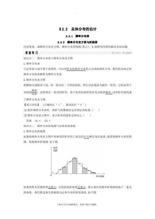 2021学年高中数学第2章统计2.2频率分布直方图与折线图学案苏教版必修3