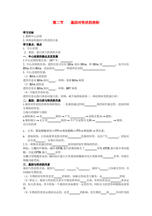 高中生物 第二节基因对性状的控制导学案 新人教版必修2