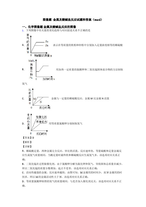 图像题 金属及酸碱盐反应试题和答案(word)