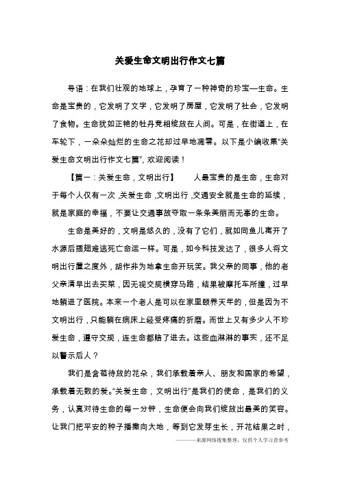 关爱生命文明出行作文七篇