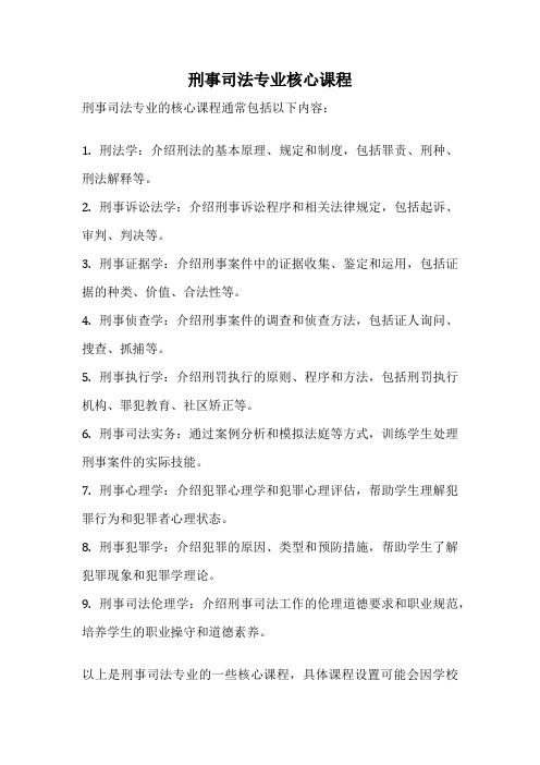 刑事司法专业核心课程