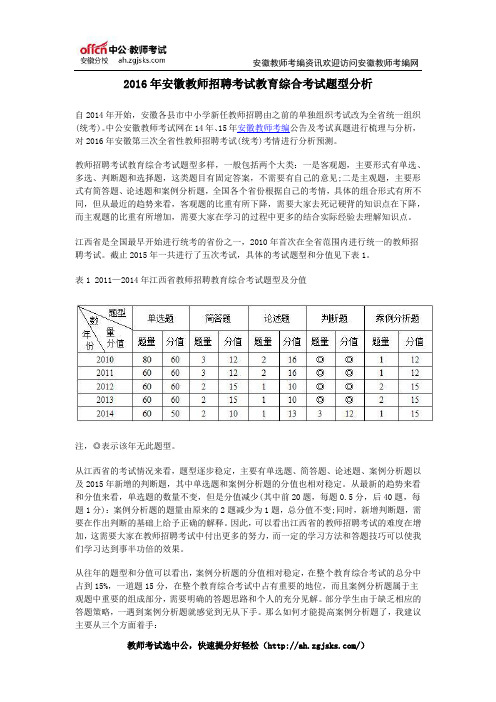 2016年安徽教师招聘考试教育综合考试题型分析