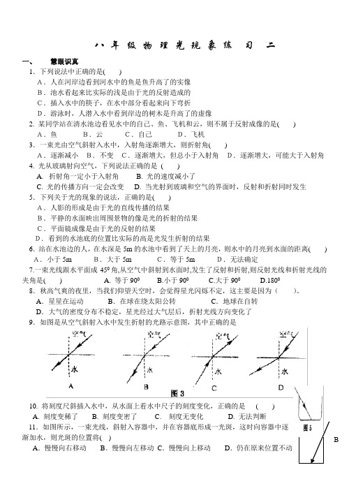 八年级物理光现象练习二