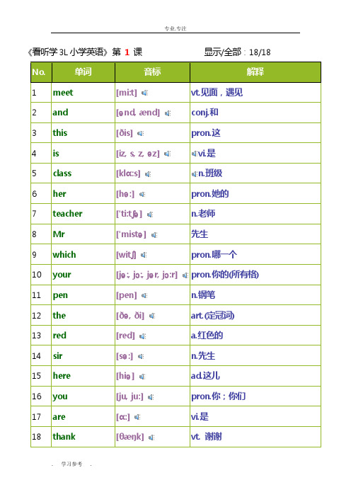 看听学3L小学英语第一册(1_60课)