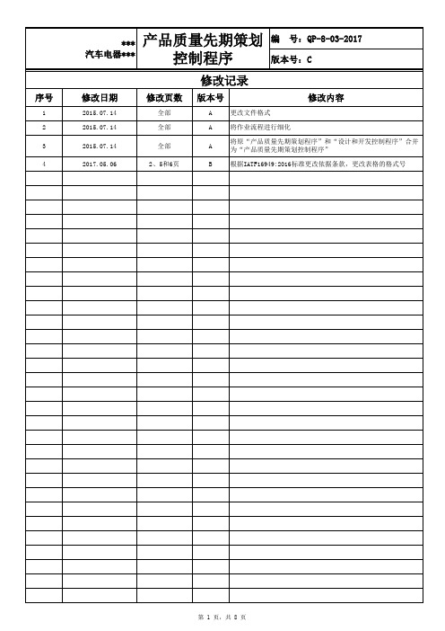 IATF16949--产品质量先期策划控制程序