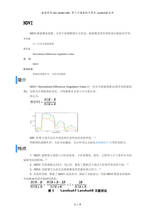 遥感常用ndvimndwindbi等三个指数的计算及landsat8应用