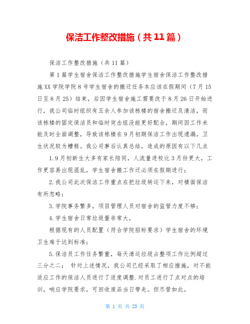 保洁工作整改措施(共11篇)