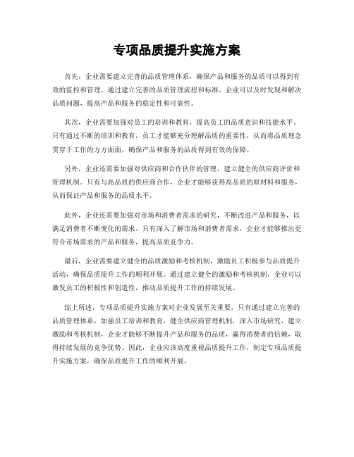 专项品质提升实施方案