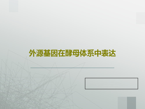 外源基因在酵母体系中表达90页PPT