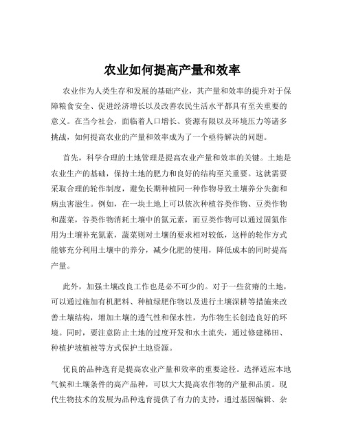 农业如何提高产量和效率