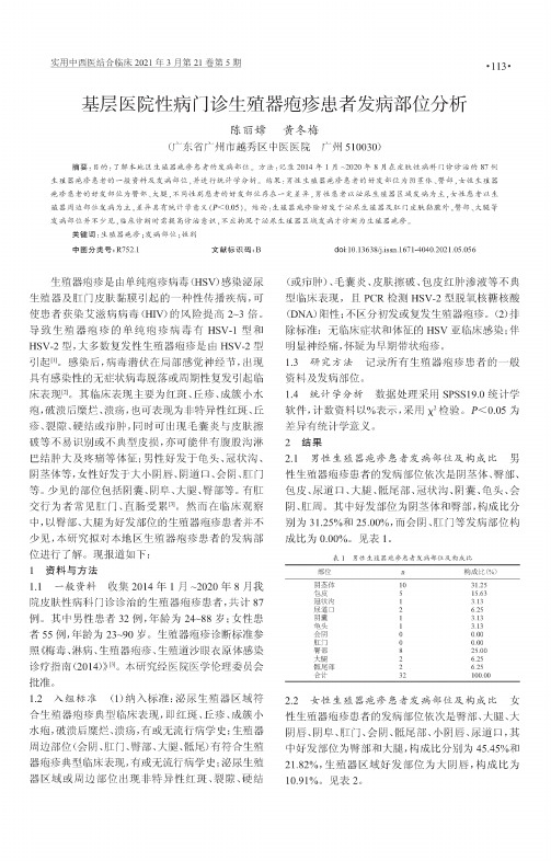 基层医院性病门诊生殖器疱疹患者发病部位分析