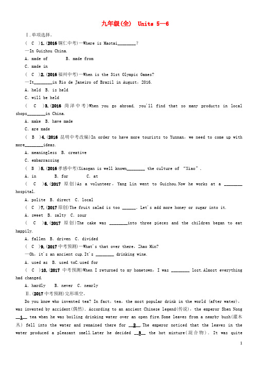 中考英语命题研究第一部分教材知识梳理篇九全Units5_6(精练)试题