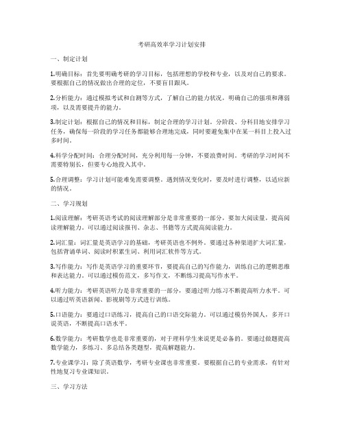 考研高效率学习计划安排