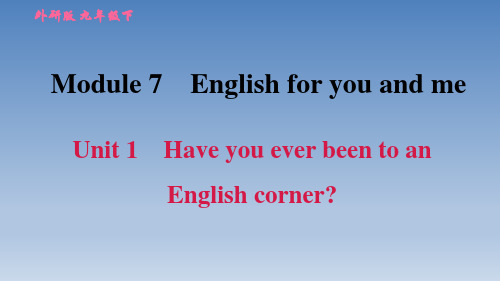 2020春外研版九年级英语下册 Module 7 习题 Unit 1 Have you ever been to an English corner