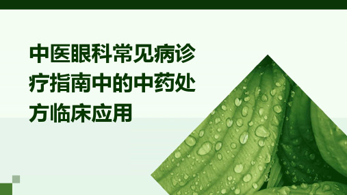 中医眼科常见病诊疗指南中的中药处方临床应用