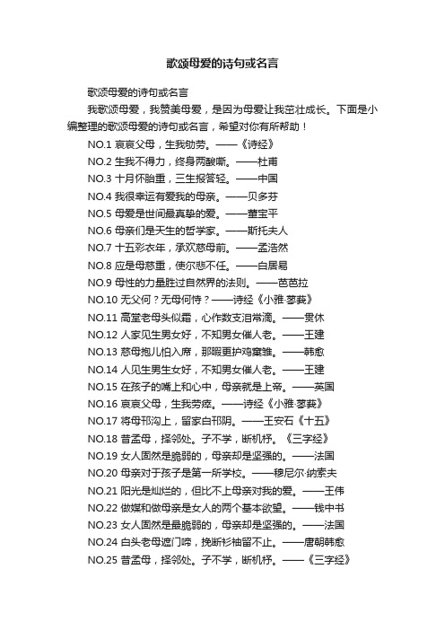 歌颂母爱的诗句或名言