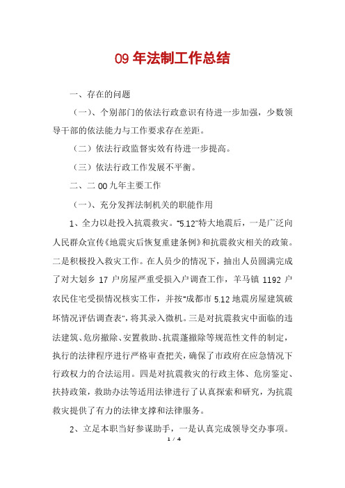 09年法制工作总结