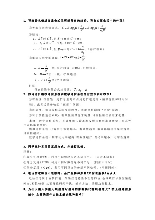 通信原理简答题目汇总