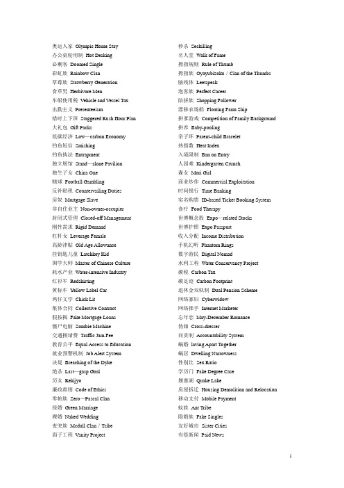 MTI2011中国日报新词英译补充