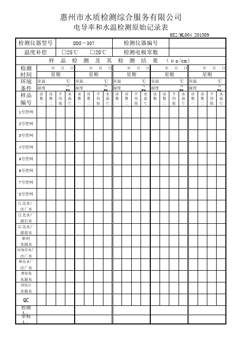 ML004电导率检测原始记录表