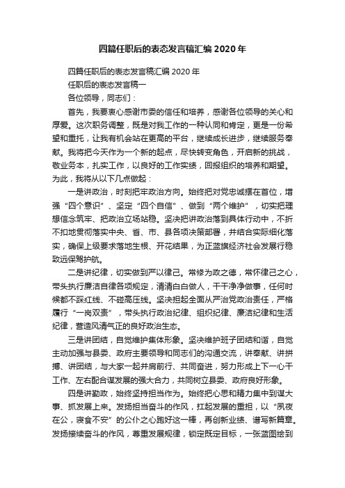 四篇任职后的表态发言稿汇编2020年