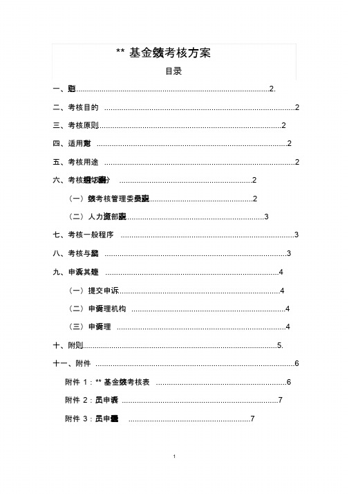 基金公司绩效考核方案