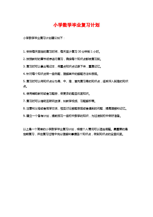 小学数学毕业复习计划