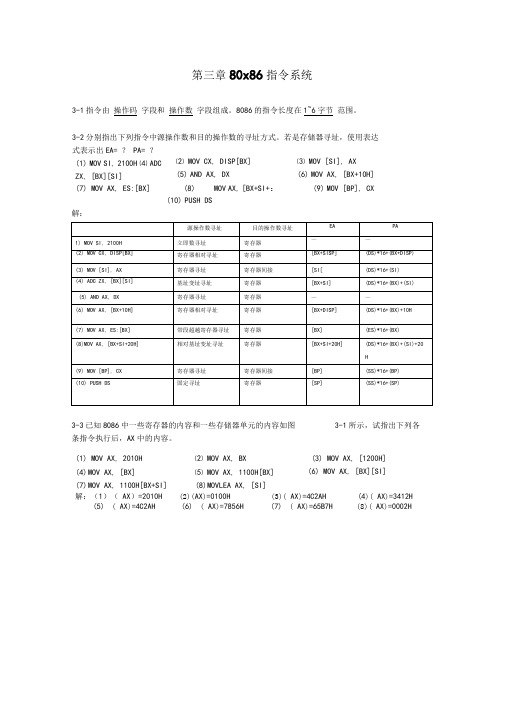 微计算机原理第2版课后习题答案潘名莲马争丁庆生编著汇总