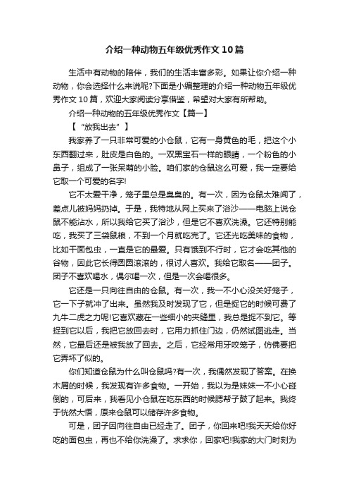 介绍一种动物五年级优秀作文10篇