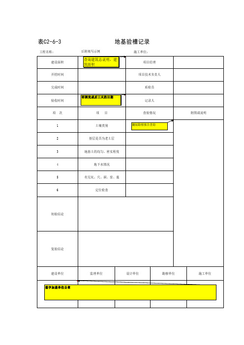 地基验槽记录填写示例与填写规范