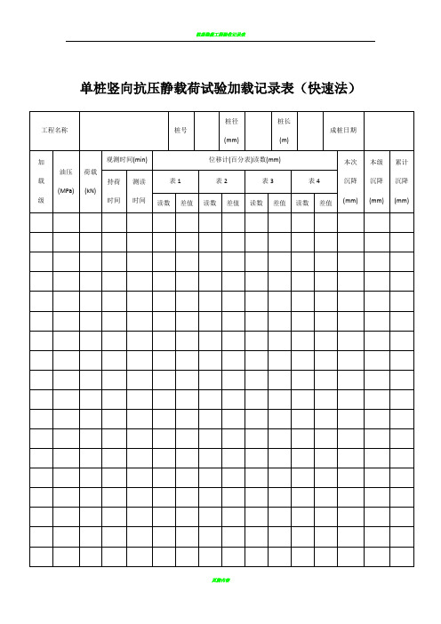 桩基静载实验检测记录表格