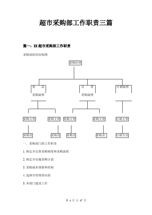 超市采购部工作职责三篇