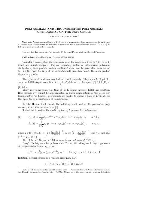 Polynomials and Trigonometric Polynomials Orthogonal on the Unit Circle