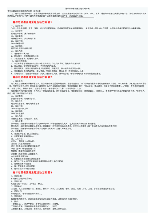 青年志愿者团建主题活动方案