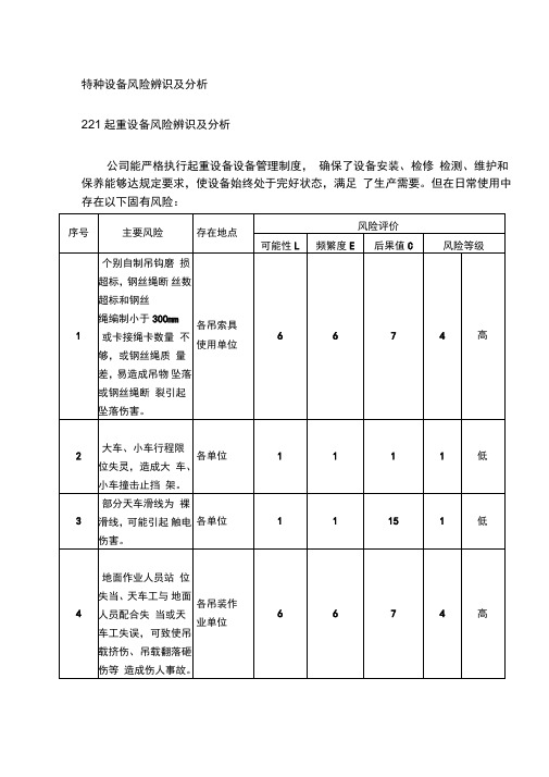 特种设备风险辨识及分析