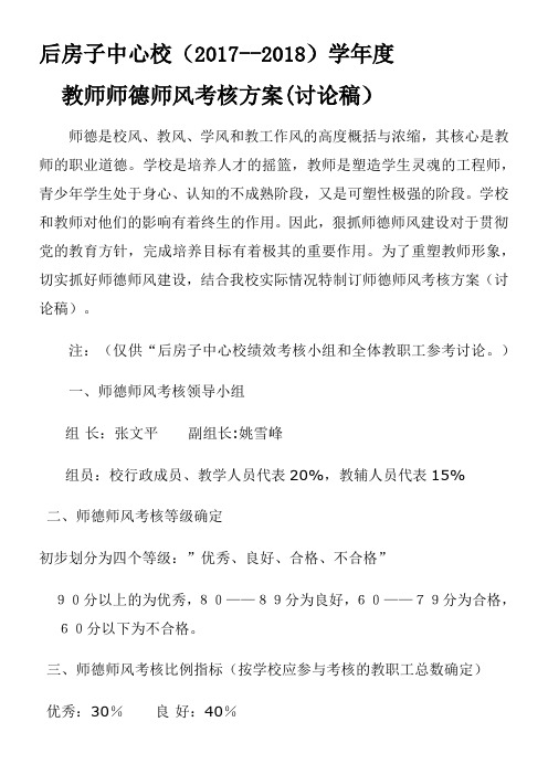 2015年教师师德考核方案