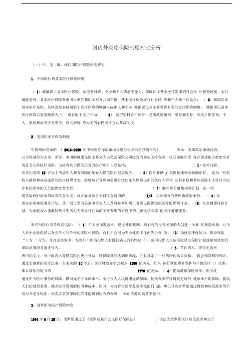 国内外医疗保险制度对比分析