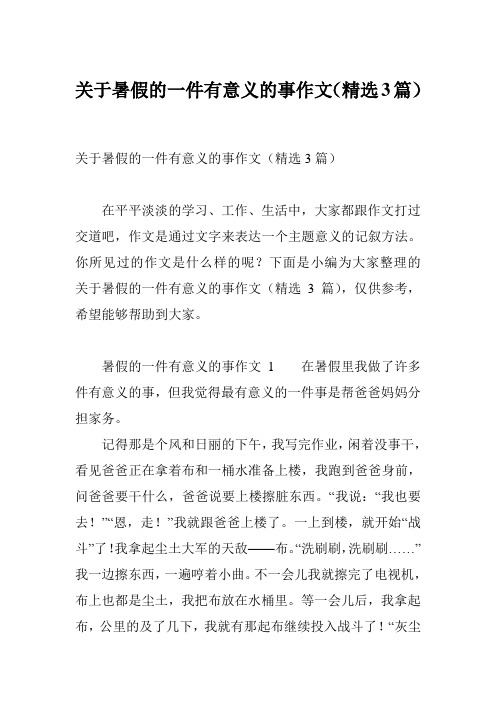 关于暑假的一件有意义的事作文(精选3篇)