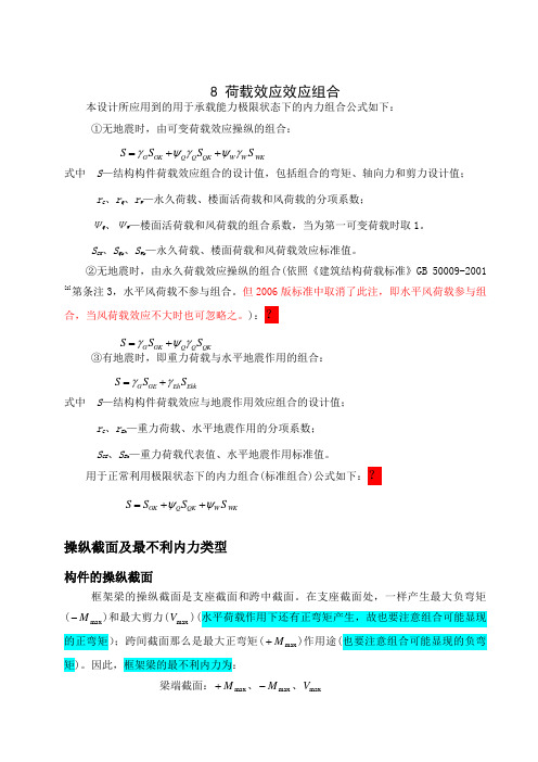 荷载效应及地震作用效应组合仅供参考