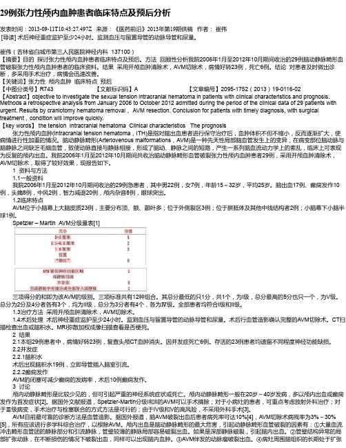 29例张力性颅内血肿患者临床特点及预后分析