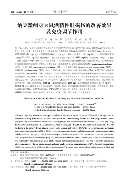 纳豆激酶对大鼠酒精性肝损伤的改善效果及免疫调节作用