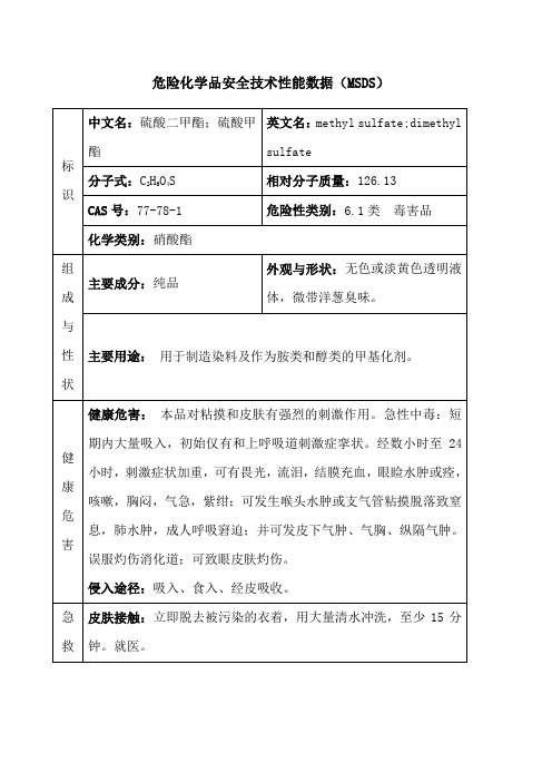 硫酸二甲酯msds)