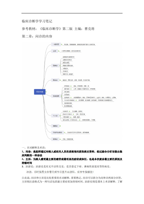 问诊内容及知识要点归纳