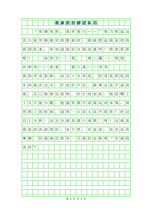 2019年我家的西游团队四年级作文