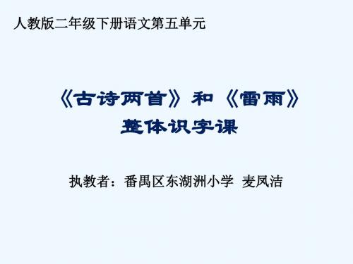 语文人教版二年级下册《古诗两首》和《雷雨》整体识字课课件