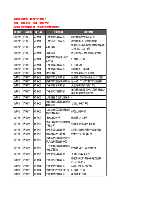 新版山东省济南市市中区口腔企业公司商家户名录单联系方式地址大全107家