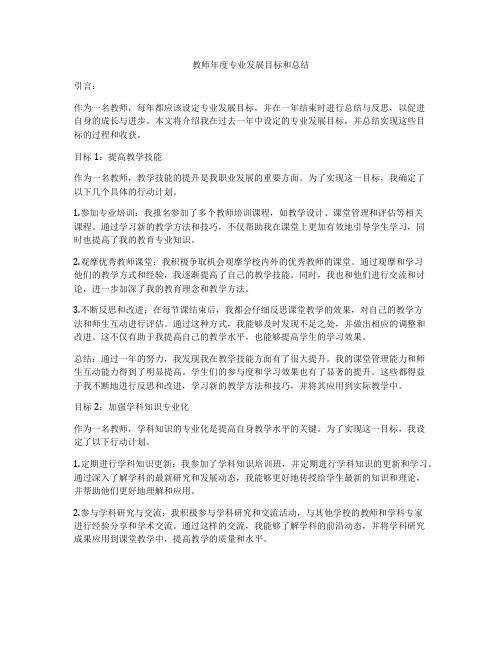 教师年度专业发展目标和总结