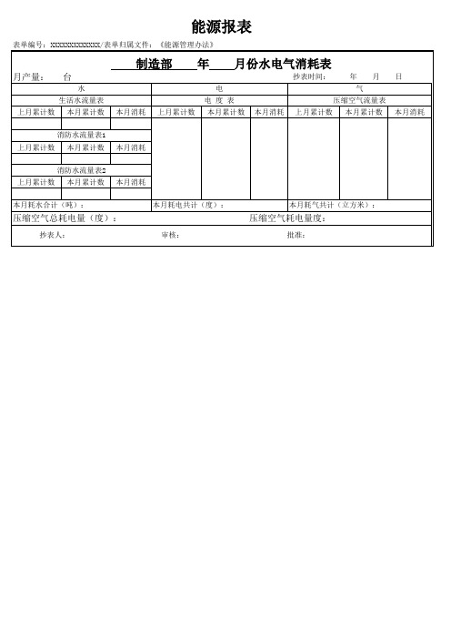 能源消耗月报表